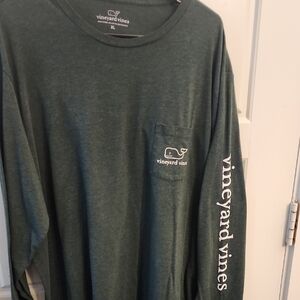 Vineyard Vines Green Long Sleeve Tee with Logo
